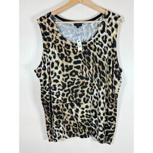 Talbots women’s Sweater Vest Plus Size 2X Cashmere Blend Leopard Preppy Classic